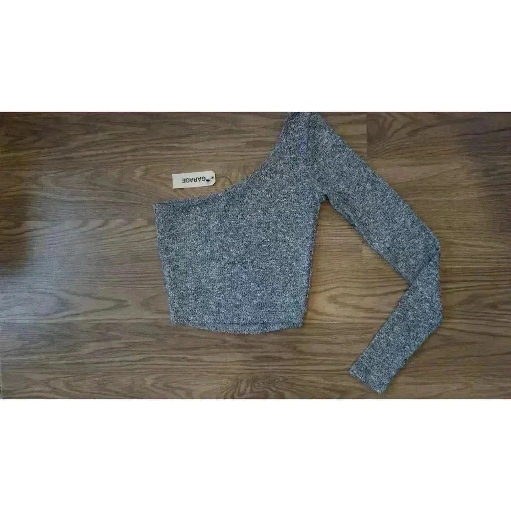 NWT Garage Long Sleeve One Shoulder Salt & Pepper - Size P/S - Picture 12 of 12